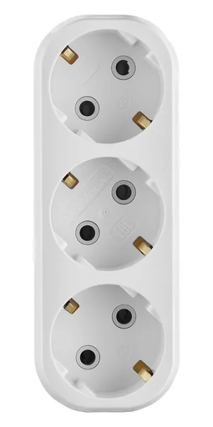 Разветвитель 3 розетки UNIVersal 16 А 230 В 3,5 кВт белый (А303)