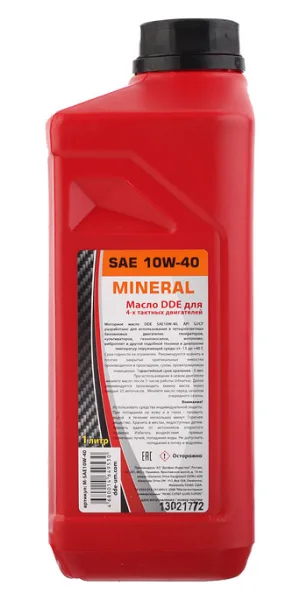 Масло для 4-тактных двигателей DDE минеральное 1 л (M-SAE10W-40)