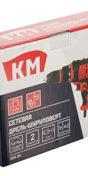 Дрель-шуруповерт КМ ED-301 300 Вт