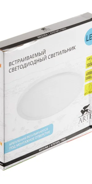 Светильник встраиваемый светодиодный белый 14 Вт 4000К IP20 Arte Lamp Mesura ДВО (A7974PL-1WH)