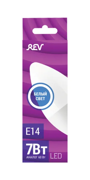 Лампа светодиодная Rev E14  4000К 7 Вт 220 В свеча матовая