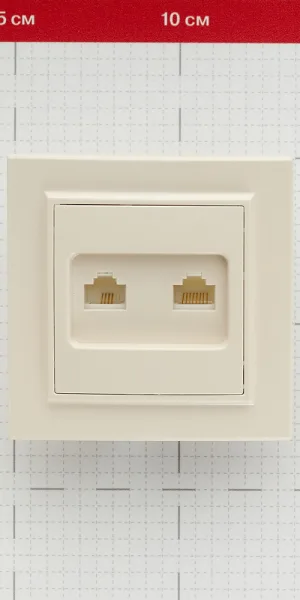 Розетка компьютерная/ телефонная EKF Минск встраиваемая бежевая RJ11/ RJ45 (ERK00-135-20)