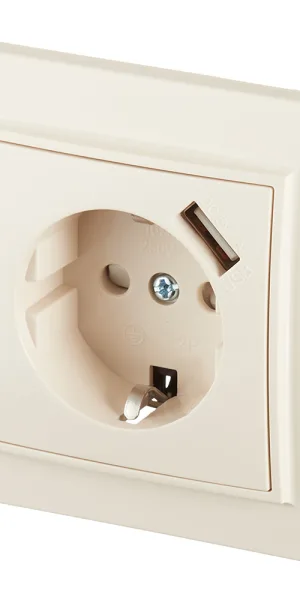 Розетка EKF Минск встраиваемая бежевая с USB-А (ERR16-028-200-USB)