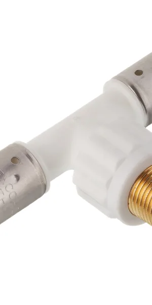 Тройник Henco (14PKW-200420) 20(пресс) х 1/2 НР(ш) х 20(пресс) PVDF белый