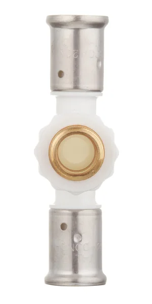 Тройник Henco (14PKW-200420) 20(пресс) х 1/2 НР(ш) х 20(пресс) PVDF белый