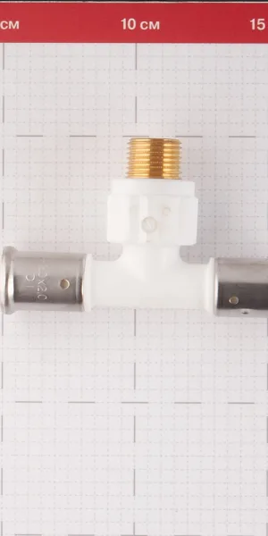 Тройник Henco (14PKW-200420) 20(пресс) х 1/2 НР(ш) х 20(пресс) PVDF белый