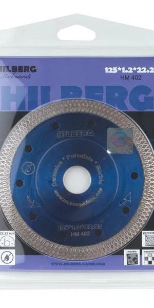 Диск алмазный по керамограниту Hilberg Hard Materials X-type 125x22,2x1,2 мм турбо ультратонкий сухой рез (HM402)