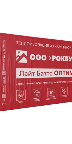 Утеплитель Роквул Лайт Баттс Оптима 50х600х1000 мм 6 кв.м