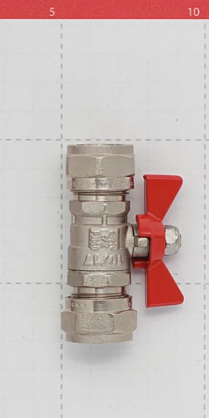 Кран шаровой латунный Valtec 16 обж(ц) х 16 обж(ц) для металлопластиковых труб бабочка прямой (VT.343.N.1616)