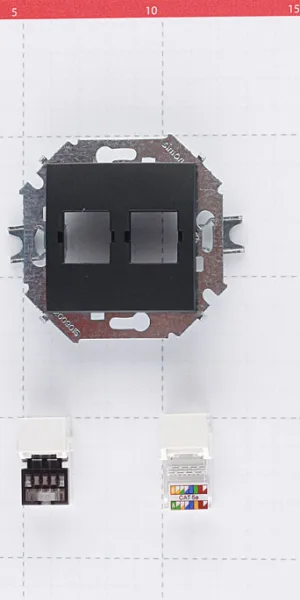 Розетка компьютерная/ телефонная Simon 15 встраиваемая графит RJ11/ RJ45 (1591590-038)