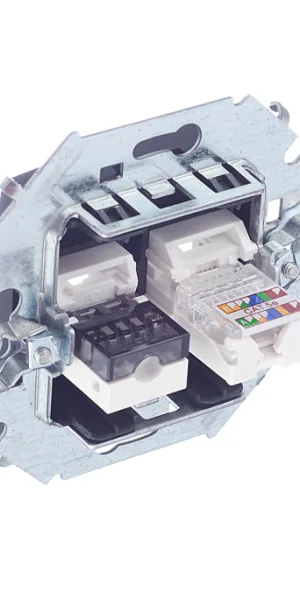 Розетка компьютерная/ телефонная Simon 15 встраиваемая графит RJ11/ RJ45 (1591590-038)
