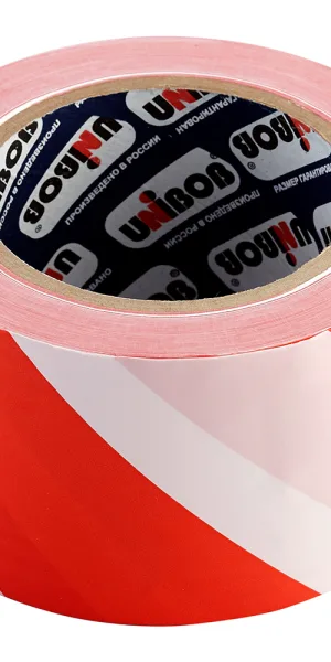 Лента сигнальная Unibob красно-белые полоски 70 мм 150 м