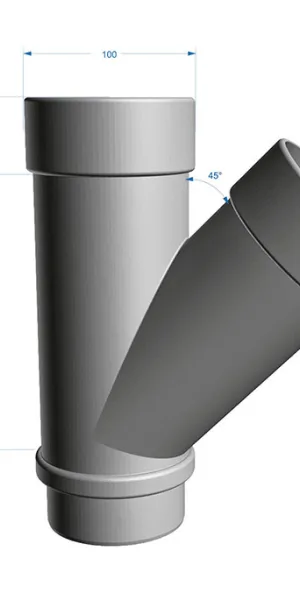 Тройник трубы Docke Lux пластиковый d100 мм 45° шоколад RAL 8019