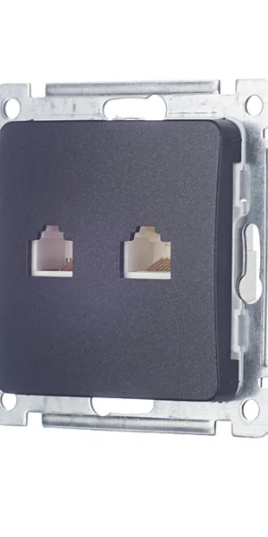 Розетка компьютерная/ телефонная Hegel Master встраиваемая черная RJ11/ RJ45 (РСКТ-440-08)