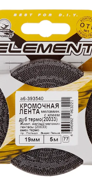 Лента кромочная 19 мм меламин с клеем дуб термо (20033) (5 м)