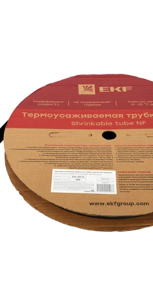 Трубка термоусадочная EKF ТУТ 20/10 мм черная (100 м)
