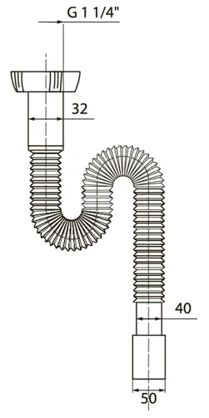 Сифон гофрированный Wirquin 1 1/4х40/50 мм (30717999)