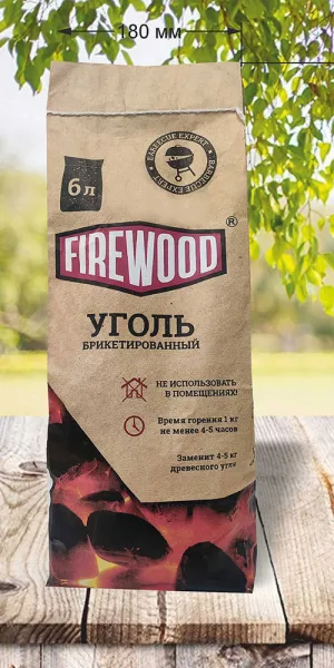 Уголь древесный березовый в брикетах Firewood 1,8 кг