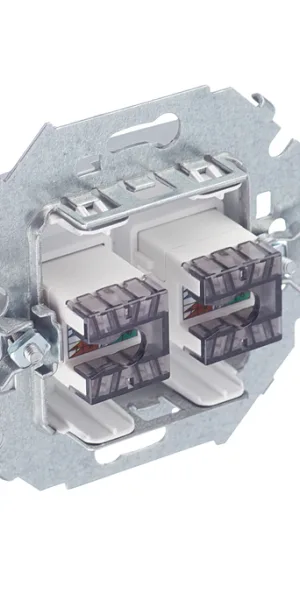 Розетка компьютерная Simon 15 встраиваемая алюминий 2хRJ45 (1591593-033)