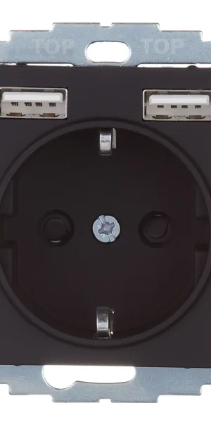 Розетка Systeme Electric AtlasDesign встраиваемая карбон 2хUSB-А (ATN001030)