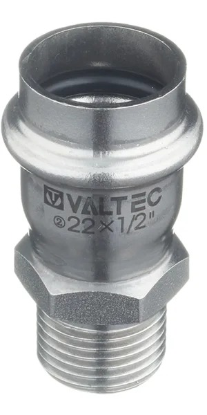 Соединитель VALTEC (VTi.901.I.002204) 22 мм х 1/2 НР(ш) нержавеющая сталь