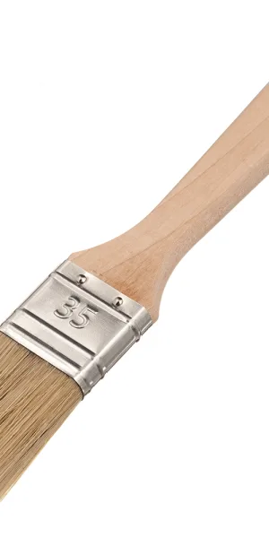 Кисть плоская натуральная щетина деревянная ручка Wenzo Wood 35х12 мм для эмалей и лаков на алкидной основе