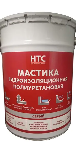 Мастика гидроизоляционная полиуретановая HTC 6 кг серая