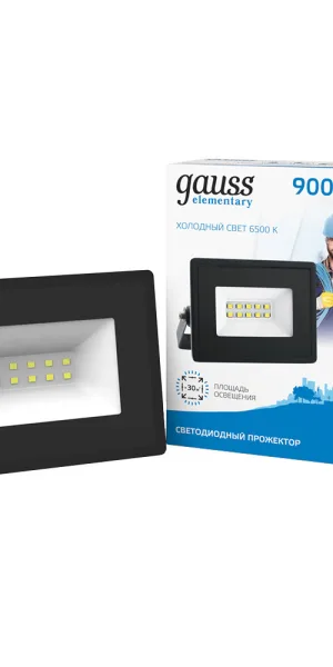 Прожектор светодиодный Gauss Elementary ДО-10 6500К 10 Вт IP65 черный