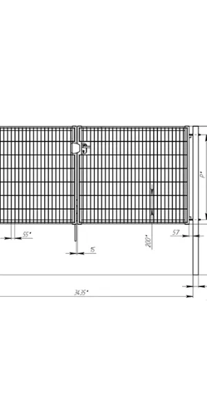 Ворота распашные с панелью 3D Medium и столбами 3,5х2,03 м зеленые RAL 6005