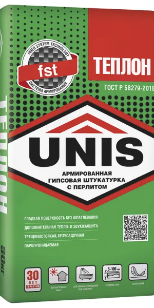 Штукатурка гипсовая Unis Теплон армированная 30 кг