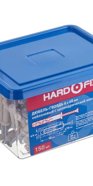 Дюбель-гвоздь Hard-Fix 6x40 мм цилиндрическая манжета нейлон (150 шт.)