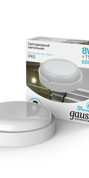 Светильник светодиодный накладной Gauss ДБП-8 4000К 8 Вт IP65 белый (126411208)