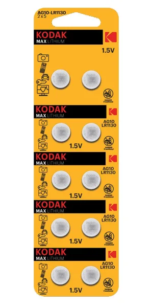 Батарейка Kodak Мax таблетка AG10 1,5 В (10 шт.) (Б0044715)