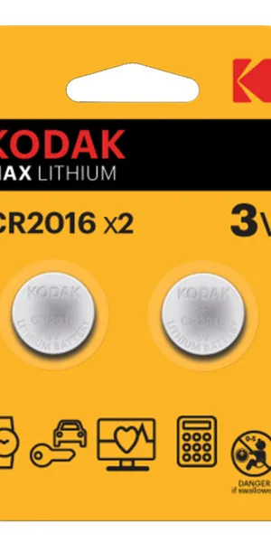 Батарейка Kodak Мax Lithium таблетка CR2016 3 В (2 шт.) (Б0037002)