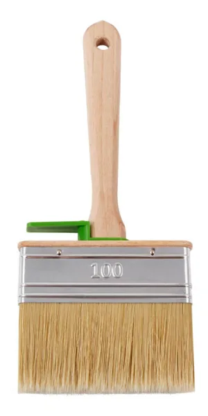 Кисть плоская натуральная щетина деревянная ручка Wenzo Wood 100х25 мм для эмалей и лаков на алкидной основе