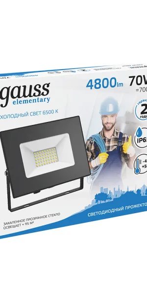 Прожектор светодиодный Gauss Elementary ДО-70 6500К 70 Вт IP65 черный