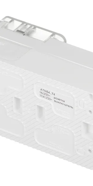Блок выключатель и розетка Systeme Electric AtlasDesign Profi54 двухклавишный накладной белый (ATN540174)