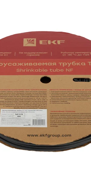 Трубка термоусадочная EKF ТУТ 6/3 мм черная (100 м)