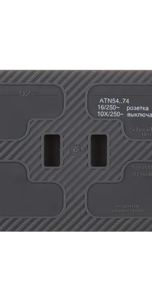 Блок выключатель и розетка Systeme Electric AtlasDesign Profi54 двухклавишный накладной антрацит (ATN544074)