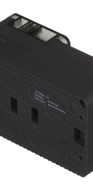 Блок выключатель и розетка Systeme Electric AtlasDesign Profi54 двухклавишный накладной антрацит (ATN544074)