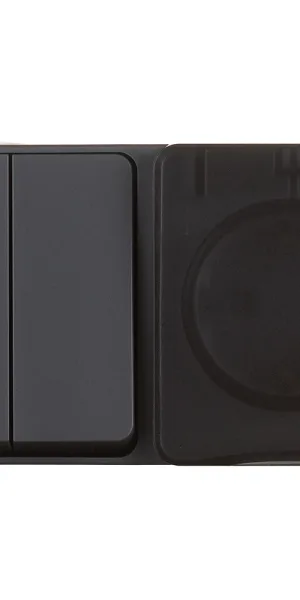 Блок выключатель и розетка Systeme Electric AtlasDesign Profi54 двухклавишный накладной антрацит (ATN544074)