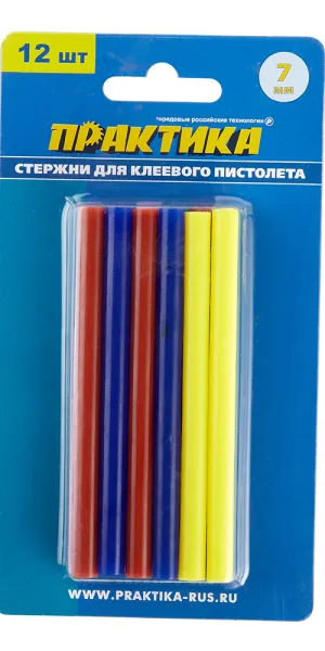 Стержни клеевые Практика 7х100 мм цветные 66 г (12 шт.)