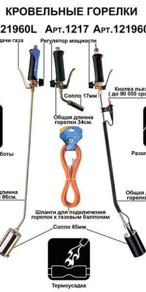 Горелка кровельная Kemper 95 см с насадкой 60 мм