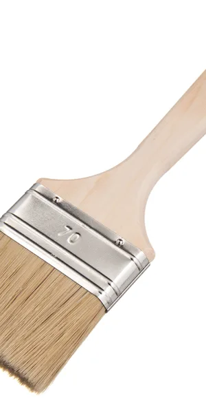 Кисть плоская натуральная щетина деревянная ручка Wenzo Wood 70х14 мм для эмалей и лаков на алкидной основе
