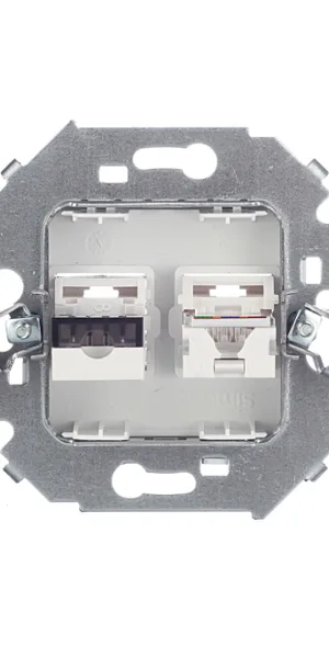 Розетка компьютерная/ телефонная Simon 15 встраиваемая белая RJ11/ RJ45 (1591590-030)
