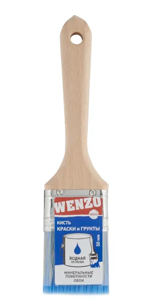 Кисть плоская смешанная щетина деревянная ручка Wenzo Wood 50х14 мм для красок на водной основе
