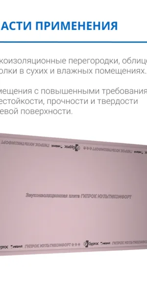 Гипсокартон Vetonit (Gyproc) Мультикомфорт 2500х1200х12,5 мм звукоизоляционный влаго-огнестойкий высокопрочный