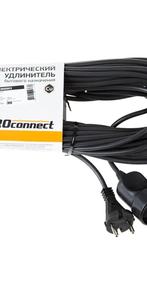 Удлинитель Proconnect без заземления 20 м 1,3 кВт 1 розетка ПВС 2х0,75 кв.мм IP20