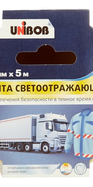 Лента сигнальная светоотражающая Unibob красно-белая 48 мм 5 м