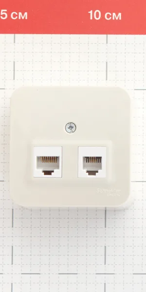 Розетка компьютерная/ телефонная Systeme Electric Blanca накладная бежевая RJ11/ RJ45 (BLNIA045117)